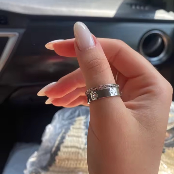 Gold Clover Eternity Band with Pavé Crystals Ring Set - Picture 6 of 9